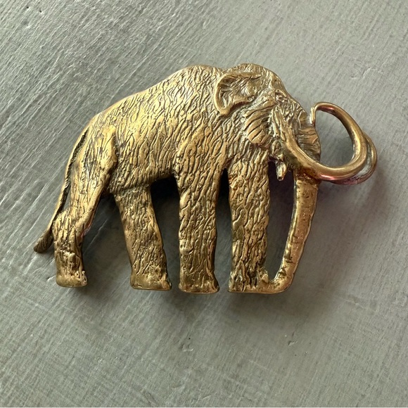 Woolly Mammoth Brass VINTAGE Belt Buckle Signed